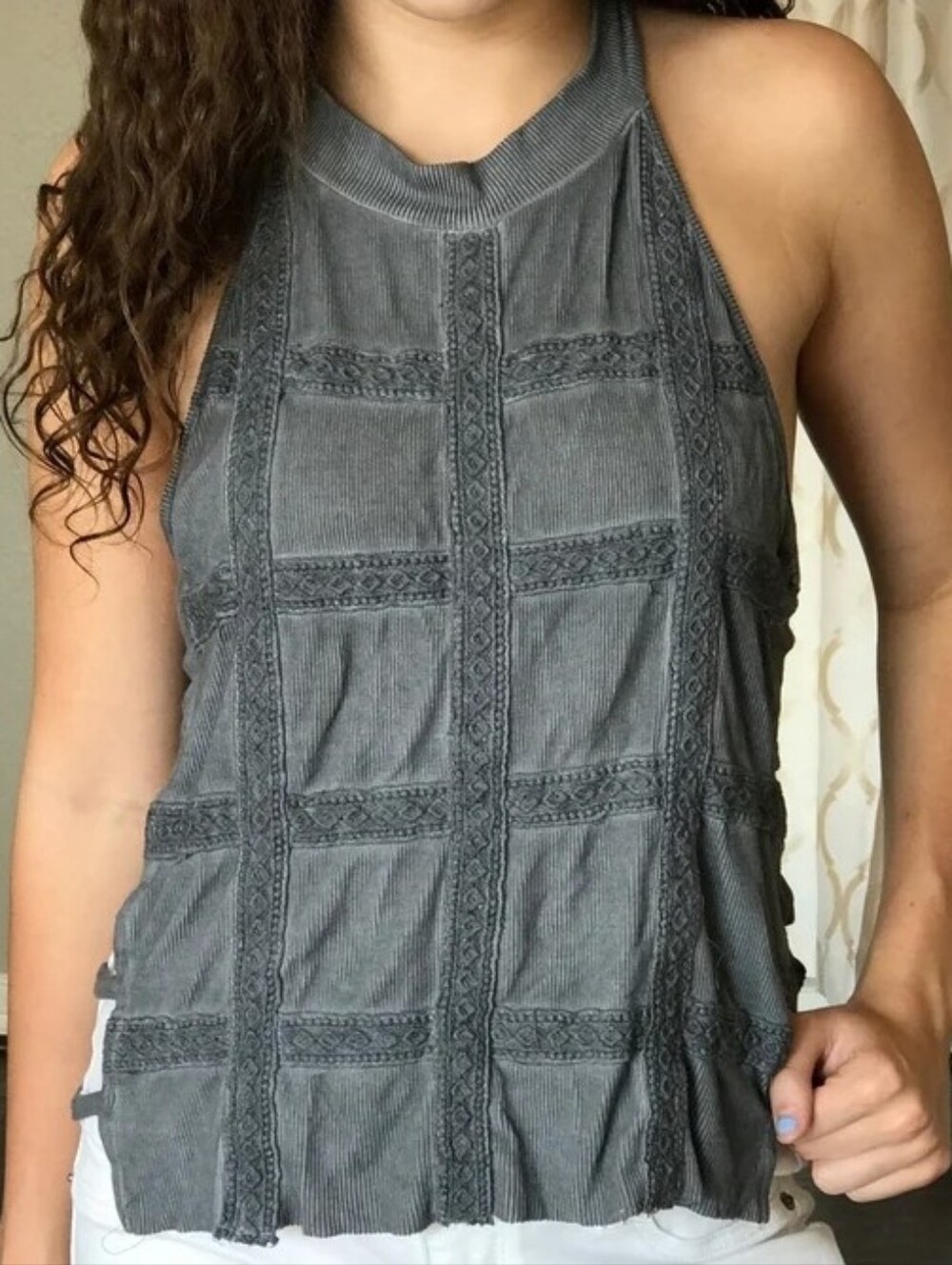 52) POL Sleeveless BOHO Knit Top Sz. Large - Picture 3 of 15